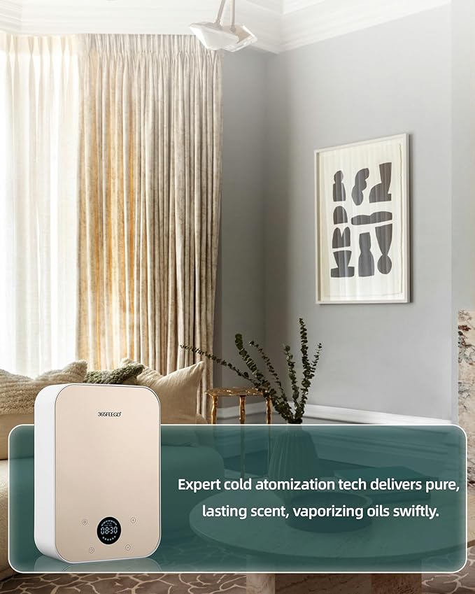 Waterless Essential Oil Diffuser - 150mL Smart Portable Bluetooth Diffuser | Dual-Power (Battery/AC) | Covers up to 1500 Sq Ft Home Aromatherapy - White Gold(AC+Battery) - Bloomnest