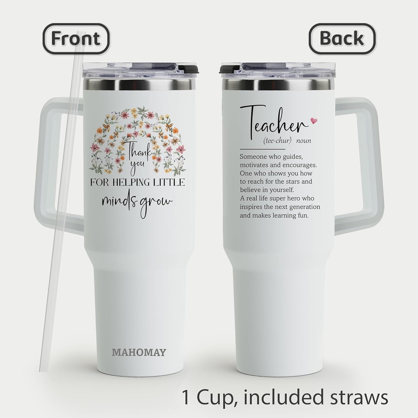 Teacher Appreciation Gifts - for Women Best from Student Christmas Coffee Mug Insulated Cup Stainless Steel 40oz Tumbler with Handle