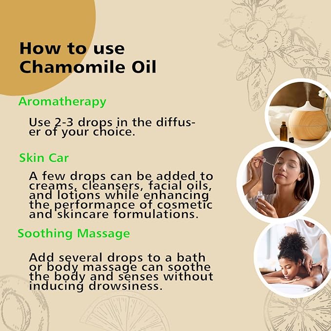 Chamomile Essential Oil 1 Oz - Pure Chamomile Oil for Skin, Relaxation & Aromatherapy, Diffuser, Massage & DIY - Bloomnest