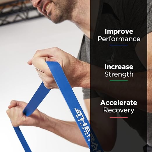 THERABAND High Resistance Band, Elastic Super Bands for Improving Flexibility, Injury Rehab, & Full Body Workouts, Heavy Duty Stretch Bands for Powerlifting, Heavy, Blue, 35 lbs. Resistance - Bloomnest