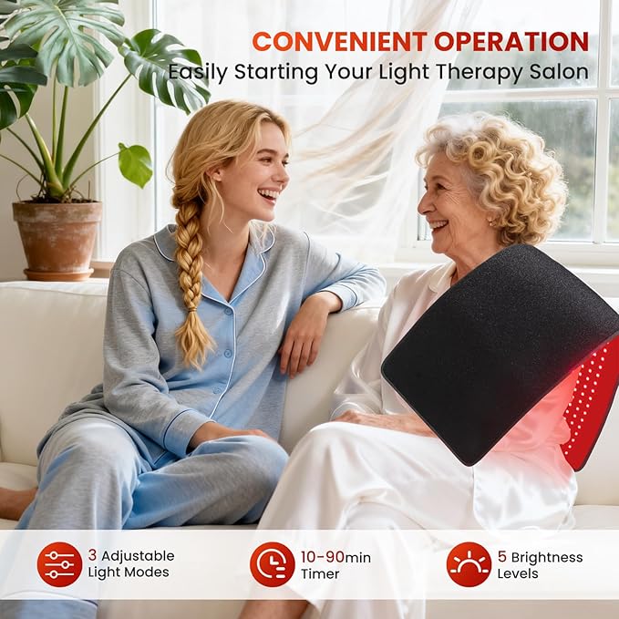 Red Light Therapy Mat for Full Body, Foldable 340 LEDs Near Infrared Light Therapy Pad, 660nm& 850nm 2in1 LEDs Light Blanket, High end Leather, 5 Power Levels UP to 65W, 29.6'x14'' PZJDSR