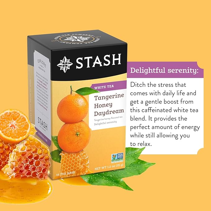 Stash Tea Tangerine Honey Daydream White Tea - Caffeinated, Non-GMO Project Verified Premium Tea with No Artificial Ingredients, 18 Count (Pack of 6) - 108 Bags Total - Bloomnest
