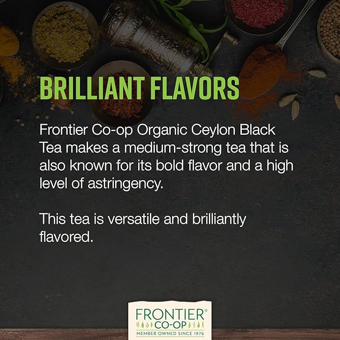 Frontier Co-op Organic Ceylon Black Tea, 1-Pound Bulk, High-Grown Orange Pekoe, Medium-Strong Tea Body, Kosher, Fair Trade - Bloomnest