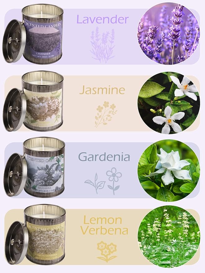 Scented Candle Gift Set, 4 Pack 32oz Soy Wax Candles Set, 200 Hour Burn Time Long Lasting Aromatherapy Candles Set, Container Candles Ideal for Home Decor and Gift for Women and Men - Bloomnest