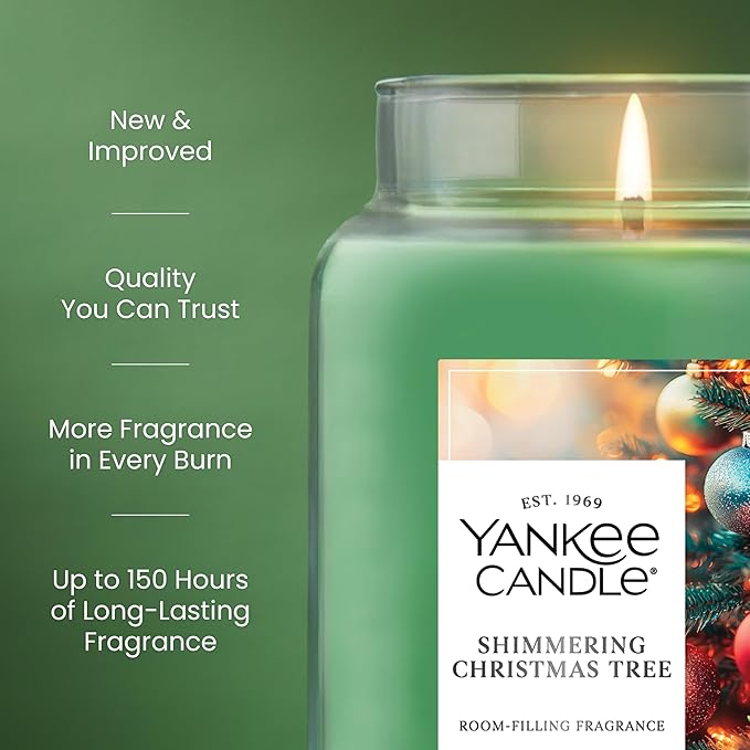 Yankee Candle Shimmering Christmas Tree Scented Candle, 22oz Large Jar with up to 150 Hour Burn Time, Giftable, Holidays - Bloomnest