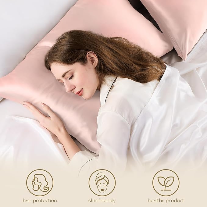 ZIMASILK 100% Pure Mulberry Silk Pillowcase for Hair and Skin Health,Soft and Smooth,Both Sides Premium Grade 6A Silk,600 Thread Count,with Hidden Zipper,1pc(Standard 20''x26'',Pink) - Bloomnest