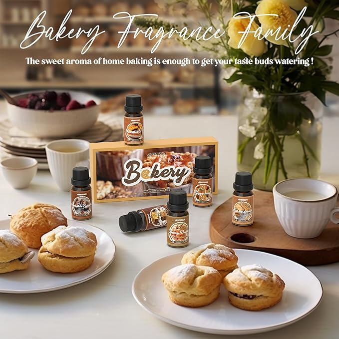 Bakery Fragrance Oils Set, ARVIDSSON Bakery Dessert Essential Oils for Candle Making, Pumpkin Pie, Snickerdoodle, Gingerbread, Creamy Vanilla and More, Cozy Fall Essential Oils for Diffuser - Bloomnest
