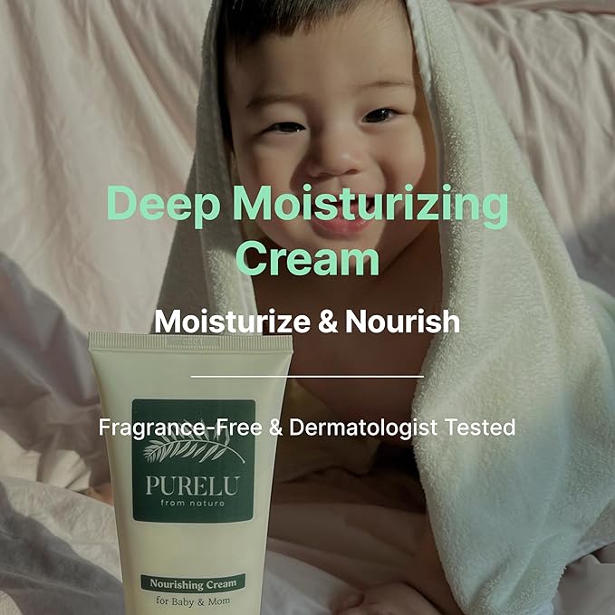 PURELU Baby Deep Moisturizing Cream with Shea Butter & Ceramides for Sensitive Skin, Baby Skin Care, Hypoallergenic Fragrance Free Vegan (5.07 Fl Oz) - Bloomnest