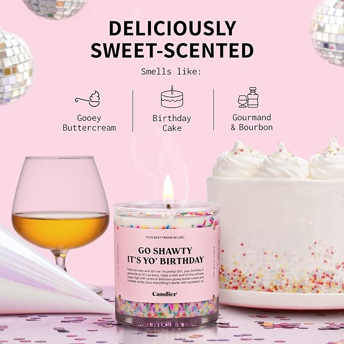 Birthday Cake Scented Candle, Natural Soy Candle with Birthday Cake & Buttercream Notes, Aromatherapy for Relaxation, Unique Candles Gifts for Women, 60-Hour Burn Time - Candier by Ryan Porter - Bloomnest