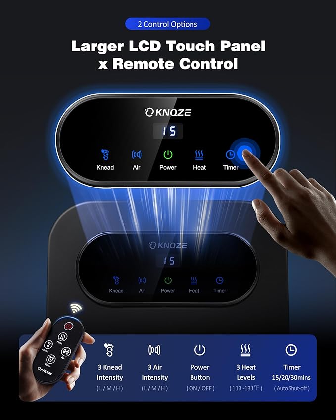 Foot Massager with Heat and Remote, Shiatsu Deep Kneading Feet Massager for Plantar Fasciitis & Neuropathy, Foot Warmer, Gifts for Mom Women Men Dad, Fits Up to Men Size 12 - Bloomnest