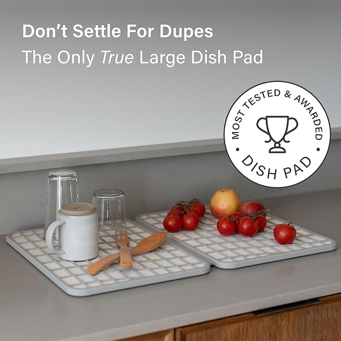 Dorai Home Large Dish Pad – 40% More Drying Space, Eco-Friendly Quick-Drying Stone Mat for Kitchen, 24.6" x 16.5", Sandstone - Bloomnest