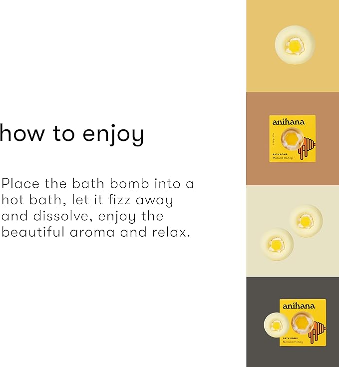 ANIHANA Bath Bombs with Coconut Oil, Paraben Free, Hand-Crafted Luxury Fizzers, Refreshing Manuka Honey Scent, 6.3 oz Each, 3 Pack - Bloomnest
