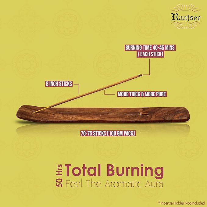 Raajsee Citronella Incense Sticks 100 gm Pack-100% Pure Organic Natural Hand Rolled Free from Chemicals-Perfect for Church,Aromatherapy,Relaxation,Meditation,Positivity & Sensual Therapy RAAJSEE