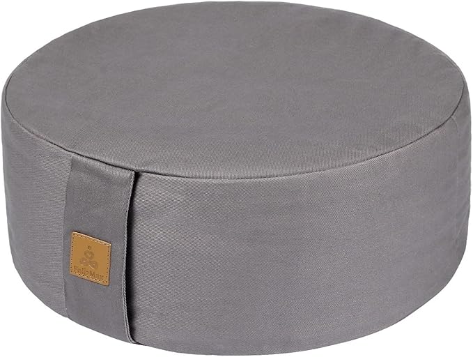 Zafu Buckwheat Meditation Cushion,D=13"/16" H=5.5",Round Zabuton Meditation Pillow,Yoga Bolster Kneeling Pillow Premium Yoga Pillow for Sitting on Floor Zippered Cotton Cover - Bloomnest