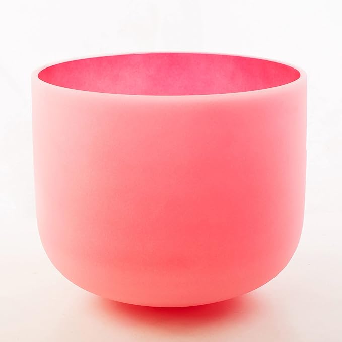 Leize Quartz Crystal Singing Bowl C Note 432 hz Root Chakra Red 12" Wide with Suede Striker - Bloomnest