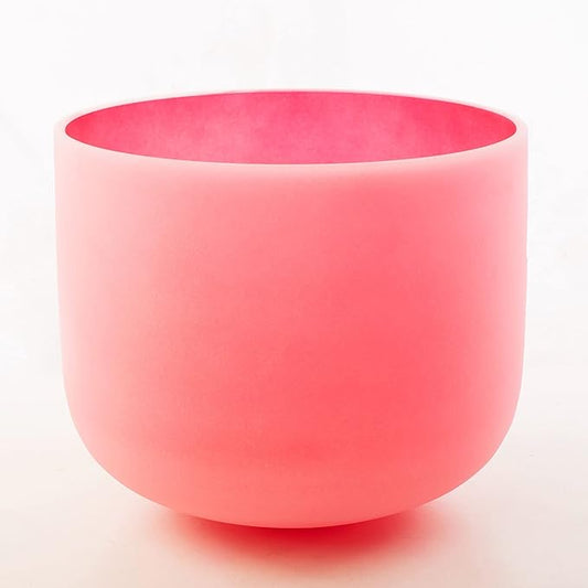 Leize Quartz Crystal Singing Bowl C Note 432 hz Root Chakra Red 12" Wide with Suede Striker - Bloomnest