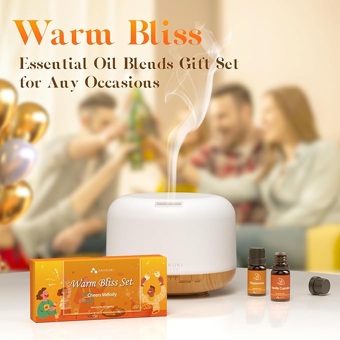 ASAKUKI Essential Oils for Diffusers for Home, Fragrance Oil for Candle Making, Peppermint, Vanilla Cupcake, Sparkling Cinnamon, Spiced Pumpkin, Christmas Wreath and Apple Cinnamon 6 x 10 ml - Bloomnest