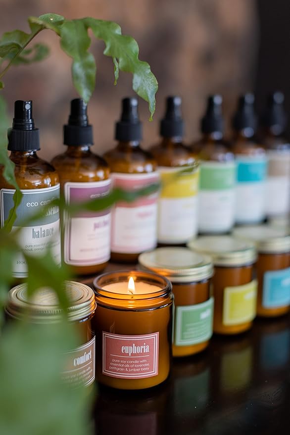 ECO CANDLE CO. Essentials Candle, Calm, 8 oz. - Scents of Lavender, Lavandin, & Vanilla - 100% Soy Wax, No Lead, Hand Poured, Phthalate Free, Made from Midwest Grown Soybeans, All Natural Wicks - Bloomnest