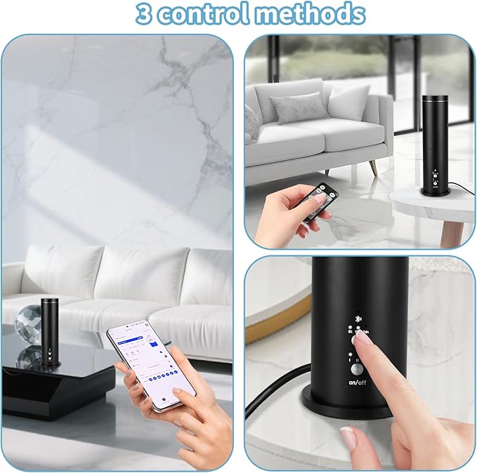 Waterless Essential Oil Diffuser - 1000 Sq Ft Coverage Large Room Scent Diffuser for Home, Office, Hotel and Spas - Aromatherapy Diffuser Fragrance Oil Machine, Remote Control, Timer, Black - Bloomnest