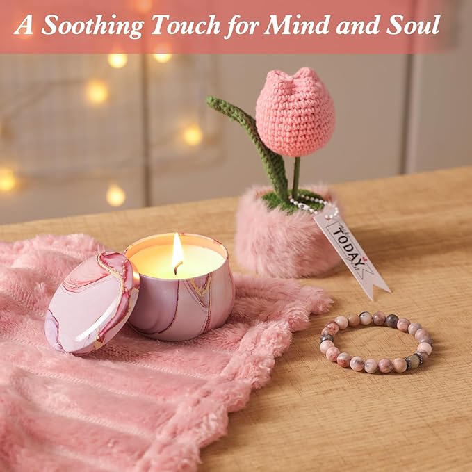 Birthday Gifts for Women, 10PCS Relaxing Self-Care Gift Basket with Flannel Blanket, 40 oz Tumbler, and Tote Bag – Get Well Soon Gift for Mom, Wife, Sister, Friends