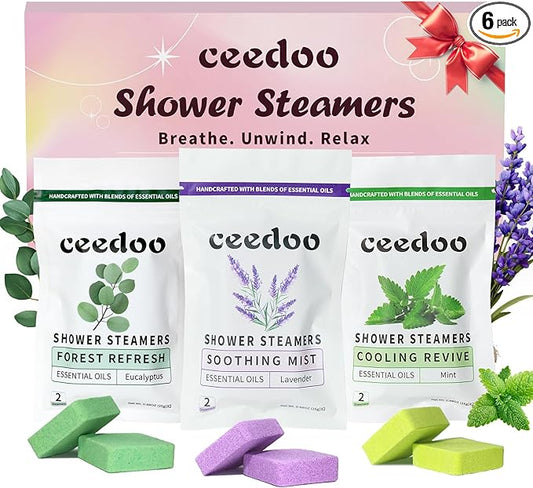 Shower Steamers Aromatherapy 6 Pack Gifts for Women Mom Men, Gifts for Her Stress Relief Home Spa, Birthday Gift Lavender Natural Essential Oil Self Care Relaxation Shower Bombs Teen - Bloomnest