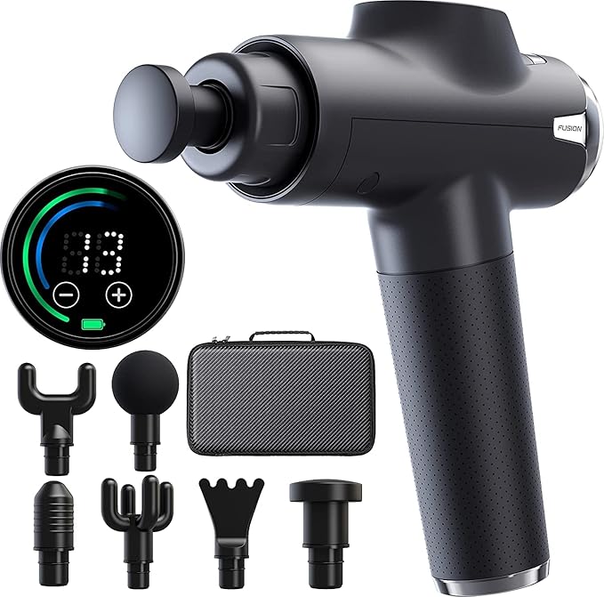 Fusion Black Pro Deep Tissue Massage Gun for Athletes - Percussion Massager for Pain Relief, Muscle Therapy and Relaxation - Bloomnest