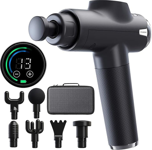 Fusion Black Pro Deep Tissue Massage Gun for Athletes - Percussion Massager for Pain Relief, Muscle Therapy and Relaxation - Bloomnest