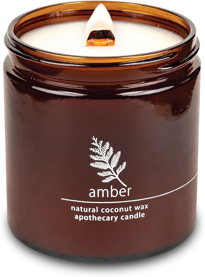 Hemlock Park Crackling Wood Wick Candle Handcrafted with Natural Coconut Wax (Large 16 oz, Amber) - Bloomnest