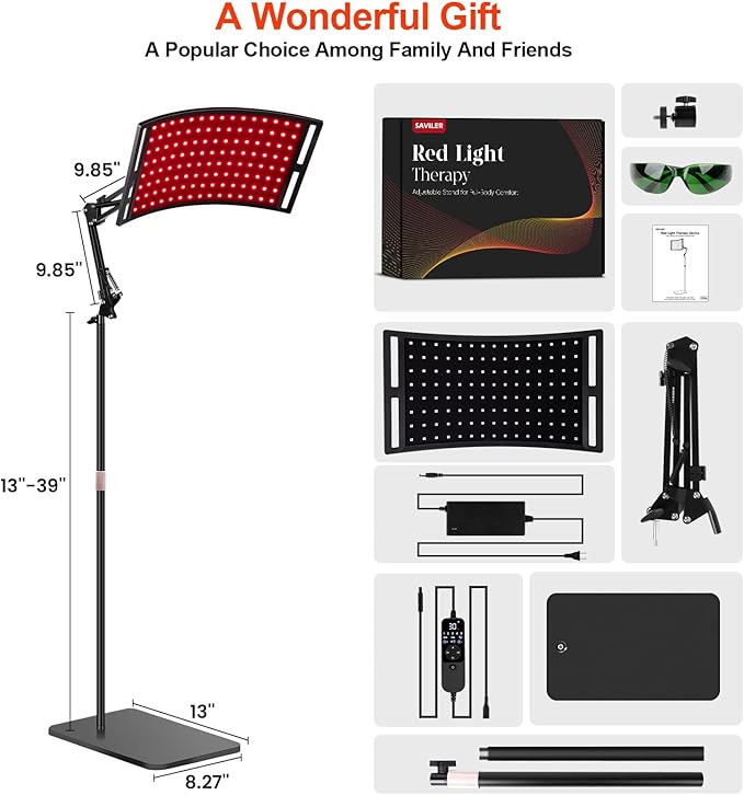 SAVILER® Red Light Therapy for Face and Body, 120Pcs Infrared Red Light Therapy Lamp with Stand, 3-in-1 LED 660nm & 850nm Infrared Light Panel Device for Home Ideal Gift SAVILER