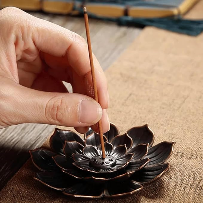 4PCS Lotus Brass Stick Incense Burner Holder,Sandalwood Burner, Stick Censer Household Yoga Studios Buddhism Nasturtium Incense Line Holder - Bloomnest