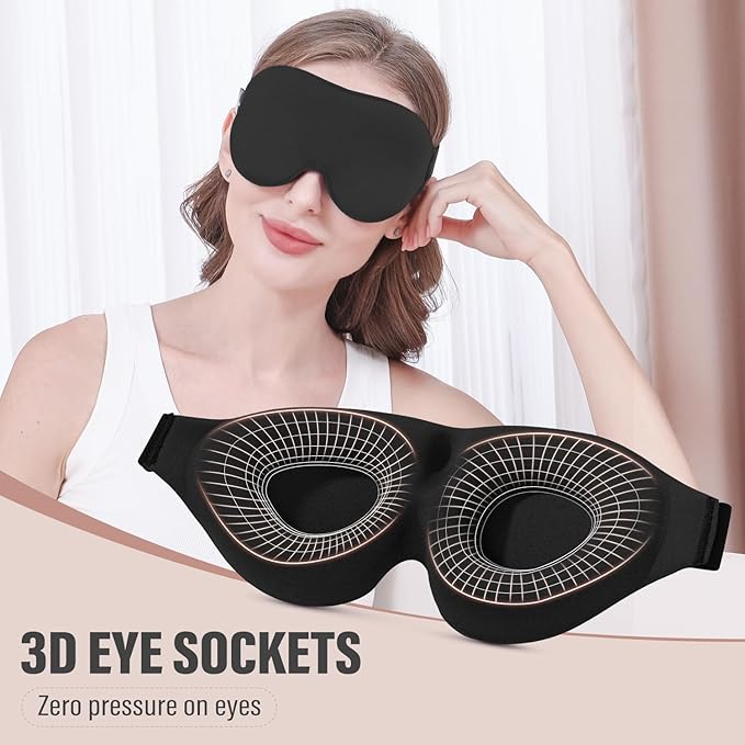 YIVIEW Sleep Mask for Side Sleeper, Complete Light Blocking 3D Sleeping Eye Mask, Soft Breathable Eye Cover for Women Men, Relaxing Zero Pressure Night Blindfold - Bloomnest