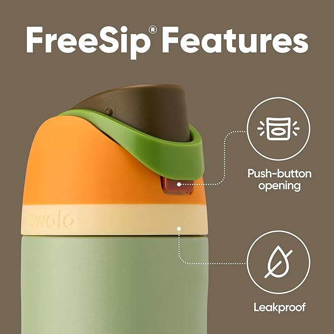 Owala FreeSip Insulated Stainless Steel Water Bottle with Straw, BPA-Free Sports Water Bottle, Great for Travel, 24 Oz, Camo Cool Owala
