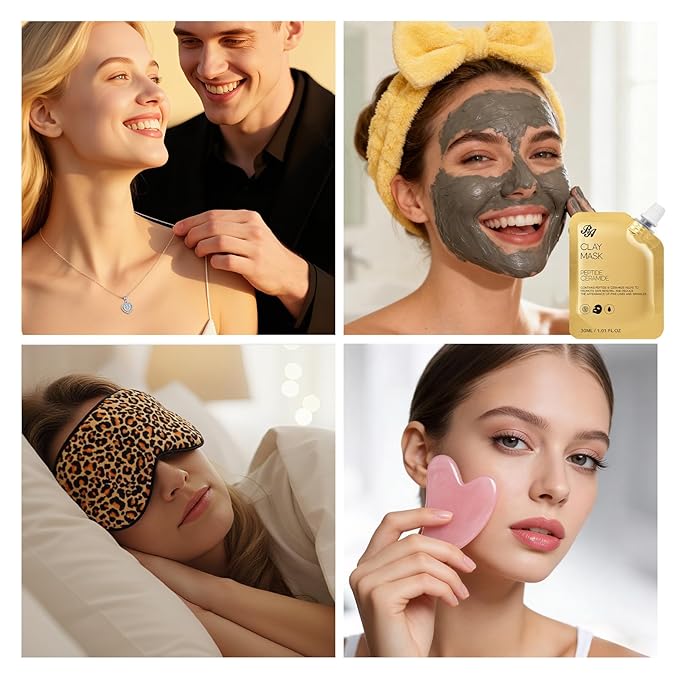 25 Pcs Valentines Day Gifts for Women, Honey & Almond Bath & Body Gift Set, Hydrating Skin Care Kit, Spa Gift, Cosmetic Bag, Necklace, Anniversary, Christmas, Birthday, Mothers Day - Bloomnest