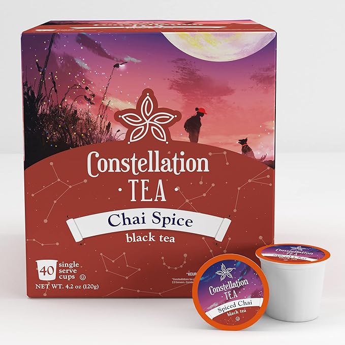 Constellation Tea Spiced Chai Black Tea Pods Compatible with K Cup Brewers Including 2.0, 40 Count - Bloomnest
