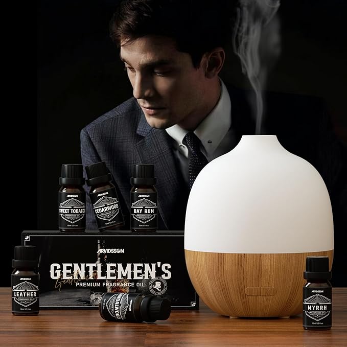 Essential Oils for Men, ARVIDSSON Masculine Essential Oils, Manly Fragrance Oils for Diffuser, Sandalwood, Cedarwood, Leather, Sweet Tobacco, Bay Rum, Myrrh, Gift for Men - Bloomnest
