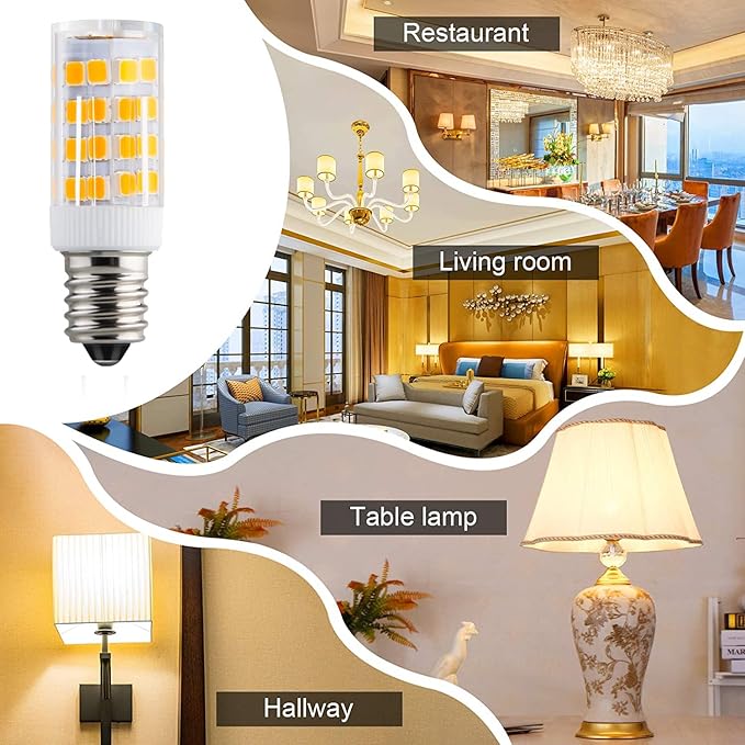 KAKEMONO E12 LED Candelabra Light Bulbs 4W, 40W Halogen Equivalent, Warm White 2700K C7 T4 120V for Ceiling Fan, Chandelier, Pendant Lighting, Salt Lamp - Non-dimmable, 2 Pack - Bloomnest