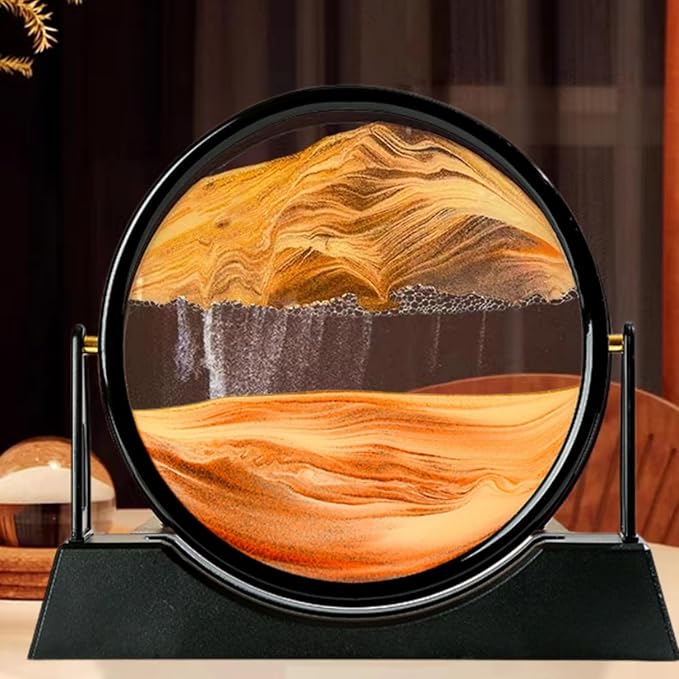 ZSDSZDZY Moving Sand Art Picture Liquid Motion, 3D Quicksand Décor, Deep Sea Sandscapes with Display Flowing Sand Frame for Relaxing, Desktop Office Home Decoration(Orange) - Bloomnest