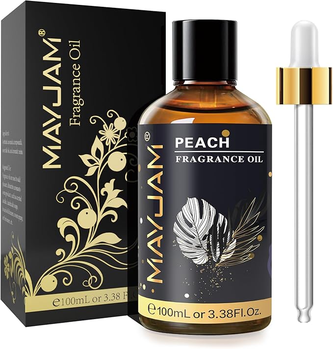MAYJAM 100ML/3.38FL.OZ Peach Fragrance Oils with Glass Dropper, Essential Oils for Diffusers for Home, Long Lasting Scented Oils for Diffusers Soap Candle Making - Bloomnest