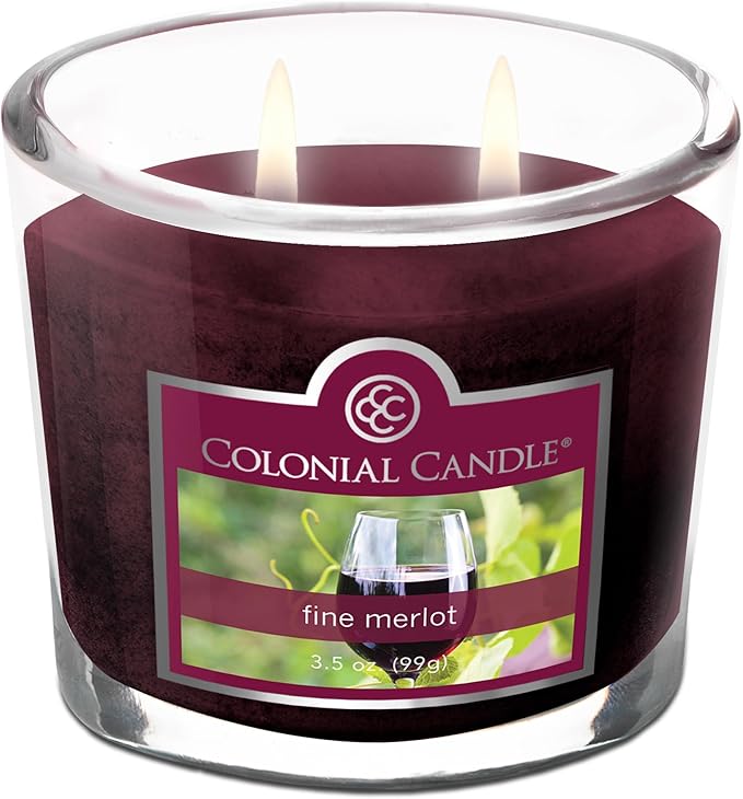 Colonial Candle Fine Merlot Scented Jar Candle, 2 Wick, 3.5 oz, Mottled Wax Candle - Bloomnest
