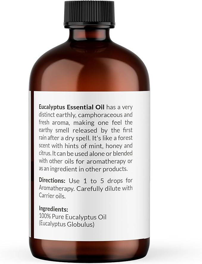 NaturoBliss Essential Oil with Glass Dropper - 100% Pure and Natural - Essential Oils for Diffuser, Aromatherapy, Soap and Candle Making, Eucalyptus Essential Oil, Eucalyptus Oil, 4 Fl Oz - Bloomnest