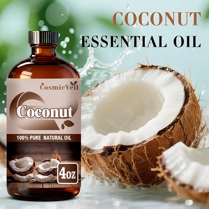 Coconut Essential Oil Fragrance Oil for Aroma Diffuser,Humidifier,Home Fragrance,Cleaning,Body Care,Massage,Yoga,DIY Candle,DIY Soap CosmicVeil（Coconut，4 Fl Oz (Pack of 1)） Cosmicveilessentialoil