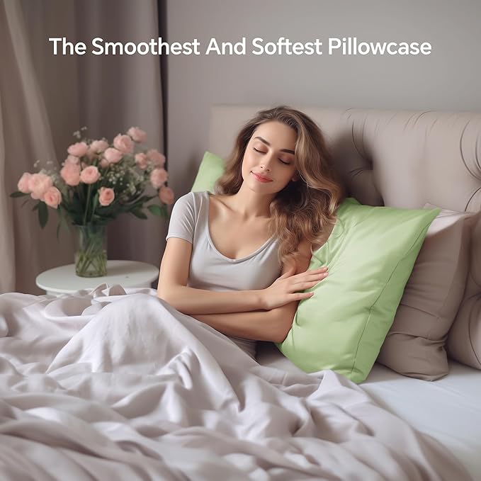 INFIIXSO Mulberry Silk Pillowcase for Hair and Skin, Silk Pillow Cases Queen Size with Hidden Zipper 20"x30", Extraordinary Smooth and Soft Cooling Pillow Cases for Hot Sleepers(Sage Green, 1 Pack) - Bloomnest