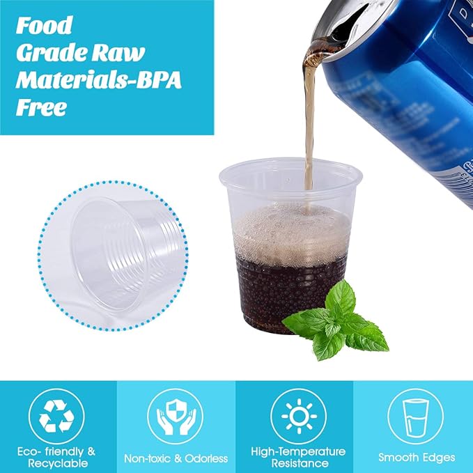 Turbo Bee 5oz Disposable Plastic Cups 500 Pack - Small Drinking & Sample Cups, Bulk Multi-Use Tumblers for Beverages, Mini Desserts, Home, School, Parties, or Commercial Use - Bloomnest
