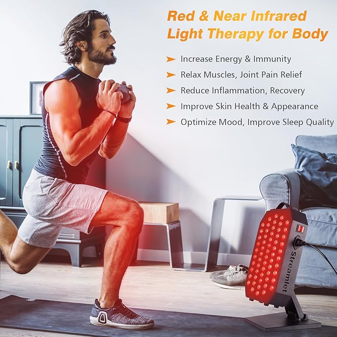 Red Light Therapy Panel for Face, Body, 660nm 850nm Near Infrared Light with Timer, Hanging Kit, 60 Dual Chip Clinical Grade LEDs for Skin Health, Recovery, Pain, Improve Sleep, Energy