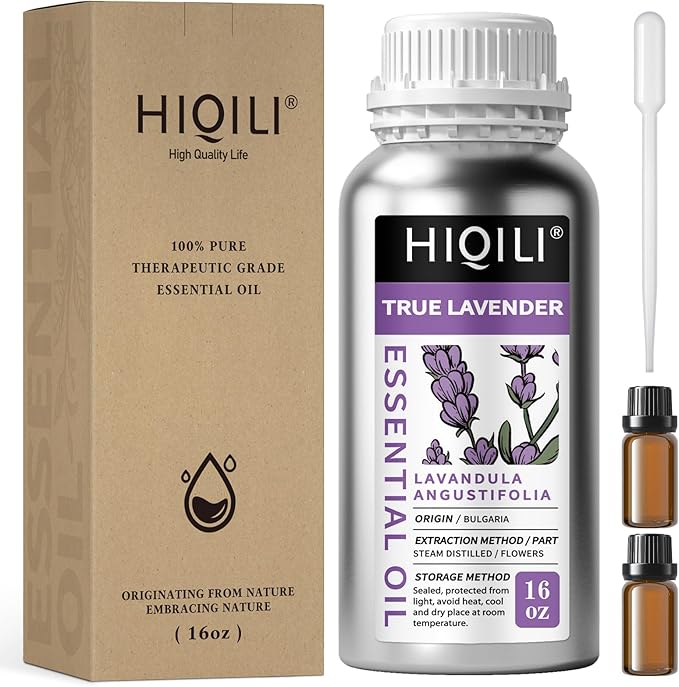 HIQILI 16 Ounces Lavender Essential Oil Pure, 100% Natural for Aromatherapy Diffuser, Skin Care, Hair, Includes Premium Dropper-16 Fl Oz - Bloomnest
