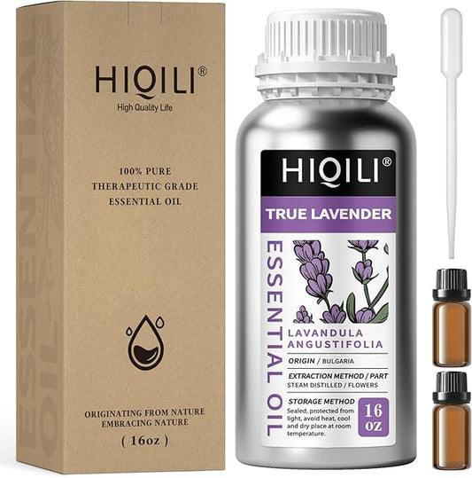 HIQILI 16 Ounces Lavender Essential Oil Pure, 100% Natural for Aromatherapy Diffuser, Skin Care, Hair, Includes Premium Dropper-16 Fl Oz - Bloomnest