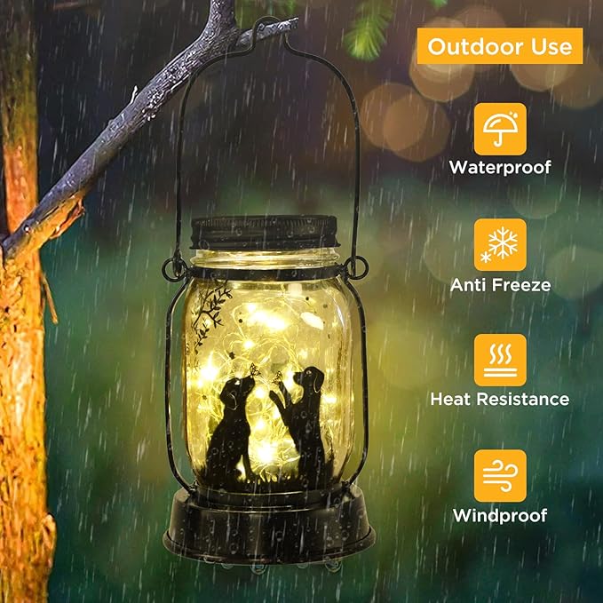 kyoryuger Dog Solar Lanterns 3in1 Dog Lights Garden Decor Gifts for Women Mom Grandma Unique Teen Girl Gifts for Dog Lovers Decorative Pet Memory Lanterns for Yard Lawn Patio Landscape - Bloomnest