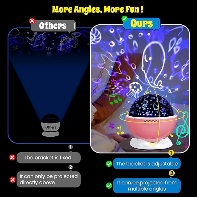 Night Light Projector, Night Light for Kids, Star Projector, 54 Light Color 360 Degree Rotation Kids Night light, Rechargeable Lamp for Bedroom, Light Projector Birthday Christmas Gifts for Boys Girls - Bloomnest