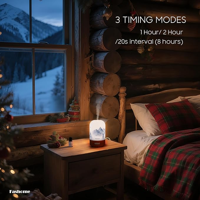 Essential Oil Diffuser Hand Blown Glass, 100ml Small Aromatherapy Diffuser, Auto Shut-Off Function, Ultrasonic Diffusers for Essential Oils, Cool Mist Humidifier with Warm White Lights (Lavender) - Bloomnest