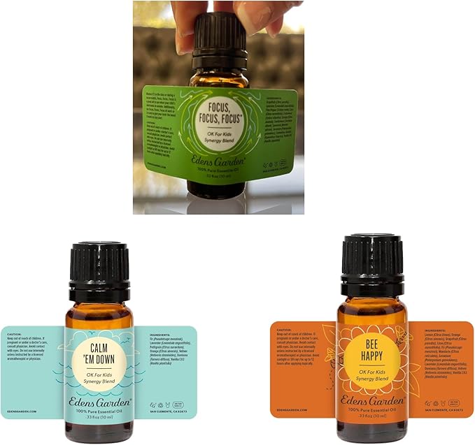Edens Garden OK For Kids Essential Oil 3 Set – 100% Pure Therapeutic Grade, Undiluted Aromatherapy Scents For Slime Making, Diffusers & Humidifiers – No Fragrance Oils, Gentle & Natural, 10 ml/ 3 Pack - Bloomnest
